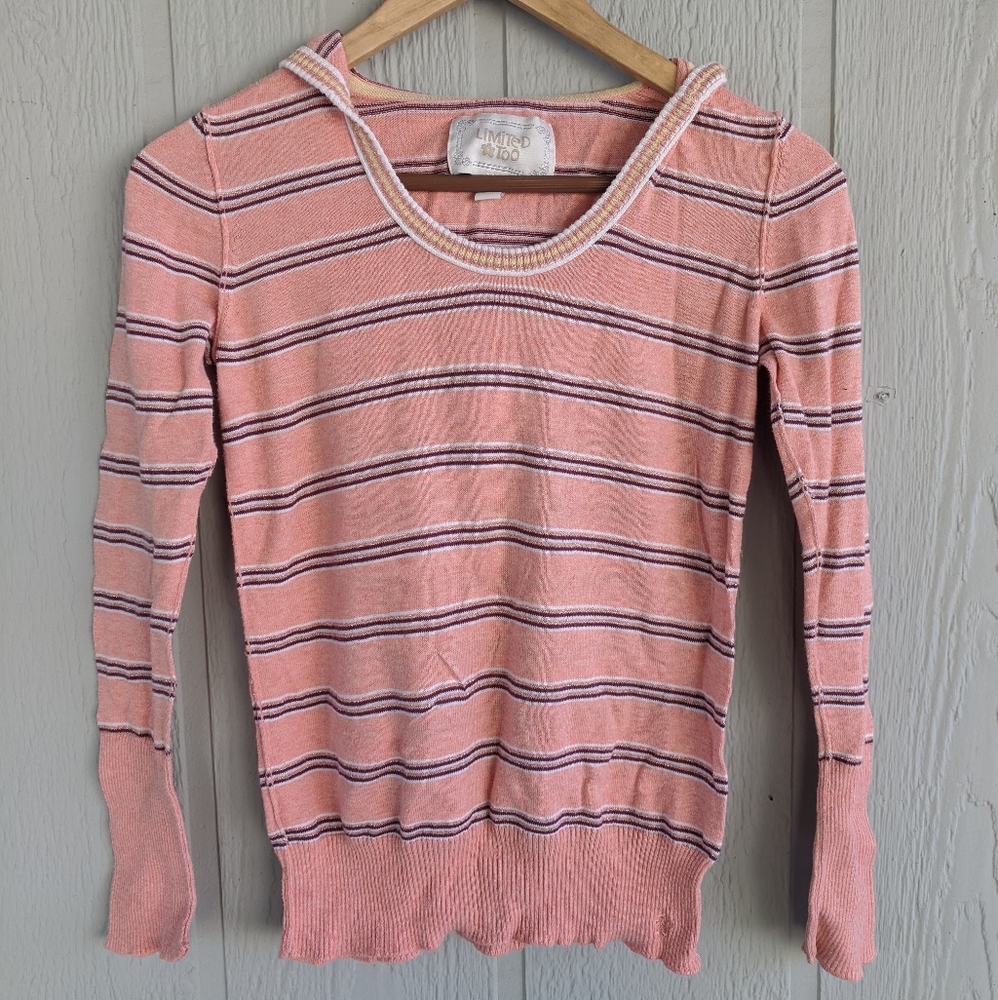 Limited Too Peach and Burgundy Long Sleeve